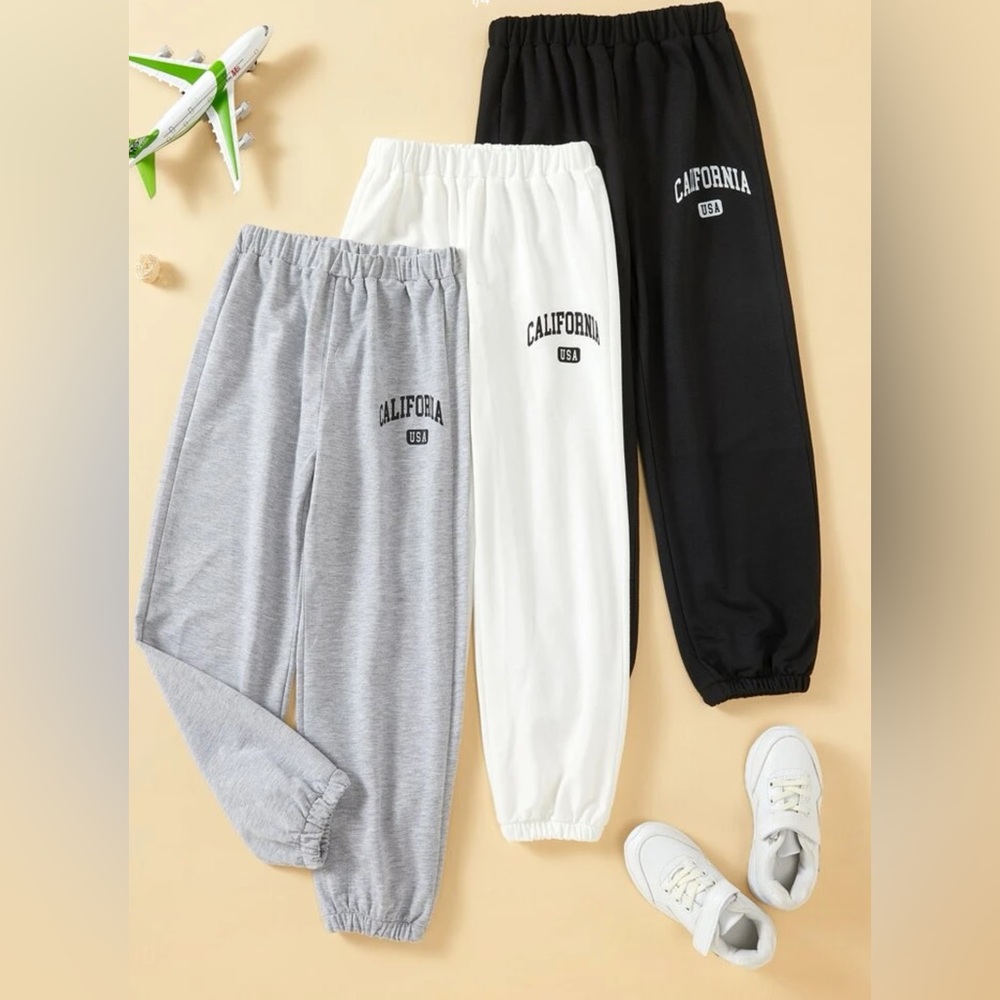 SHEIN Girls 3pcs Letter Graphic Elastic Waist Sweatpants